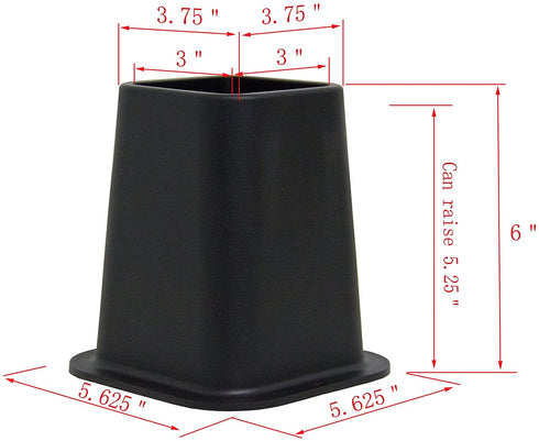 Kings Brand Furniture - Heavy Duty 6-inch Bed Risers, Furniture Riser, Great for Under Bed Storage, Set of 4