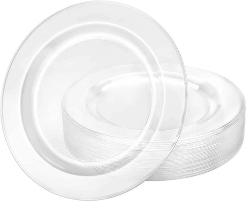 Premium Quality Heavyweight Plastic Plates China Like. Wedding and Party Dinnerware Plastic Plates 9 inch, Crystal Clear - Value Pack 30 Count