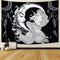 Maccyafst Moon Mermaid Tapestry Psychedelic Black and White Tapestry Bohemian Dreamcatcher Wall Tapestry Starry Night Galaxy Stars Tapestry for Bedroom Dorm Decor