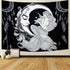 Maccyafst Moon Mermaid Tapestry Psychedelic Black and White Tapestry Bohemian Dreamcatcher Wall Tapestry Starry Night Galaxy Stars Tapestry for Bedroom Dorm Decor