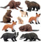 TOYMANY 10PCS Tiny Forest Animal Figures, Realistic Woodland Creatures Figurines Toy Set Includes Beavers Foxes Badgers, Easter Eggs Education Birthday Gift Christmas Toy for Kids Children Toddlers