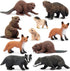 TOYMANY 10PCS Tiny Forest Animal Figures, Realistic Woodland Creatures Figurines Toy Set Includes Beavers Foxes Badgers, Easter Eggs Education Birthday Gift Christmas Toy for Kids Children Toddlers