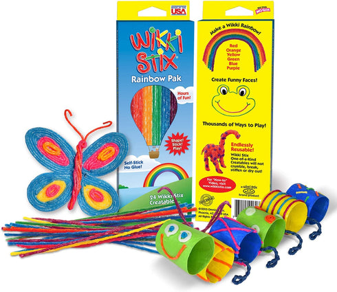 WikkiStix Rainbow Pak Offers 24 8-inch Wikki Stix in The Colors of The Rainbow for Kids’ Arts & Crafts. Made in USA