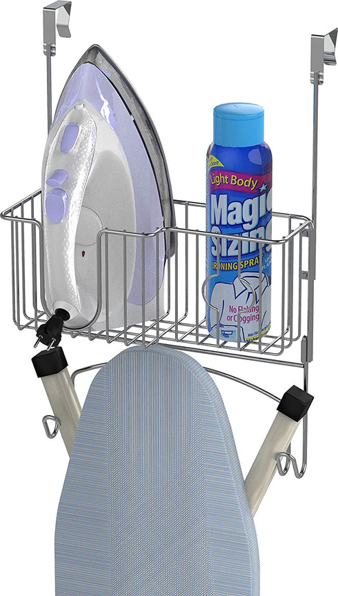 Simple Houseware Over-The-Door/Wall-Mount Ironing Board Holder, Chrome