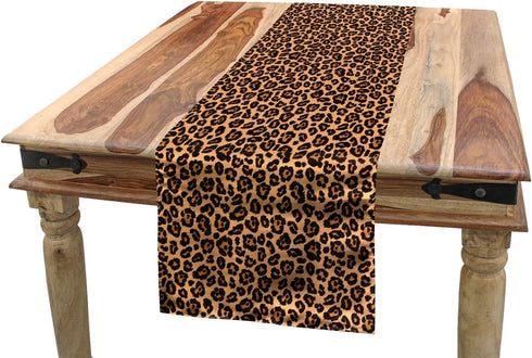 Ambesonne Leopard Print Table Runner, Leopard Texture Illustration Exotic Fauna Inspired Pattern, Dining Room Kitchen Rectangular Runner, 16" X 72", Orange