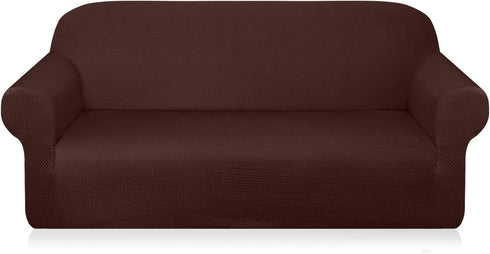 Granbest Thick Sofa Covers for 3 Cushion Couch Stylish Pattern Couch Covers for Sofa Stretch Jacquard Sofa Slipcover for Living Room Dog Pet Furniture Protector (Large, Chocolate)