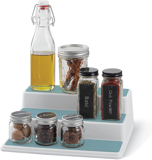 Copco Basics 3-Tier Spice Pantry Kitchen Cabinet Organizer, 10-Inch, Cameo Blue