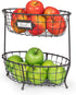 Spectrum Diversified Vintage Living Oval Server Stacked, 2-Tier Bowls, Dining Table & Kitchen Counter Organizer, Modern Fruit Basket Stand, Industrial Gray