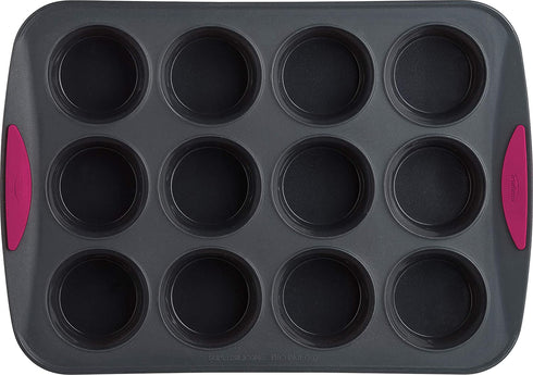 Trudeau Silicone Muffin Pan, 12 Cavities, Fuchsia (Model: 05115197KR)