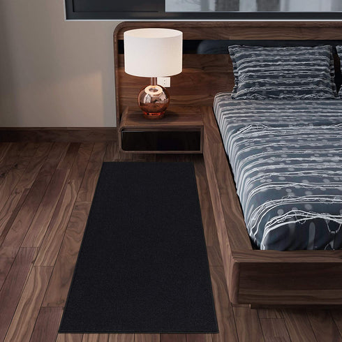Ottomanson Ottohome Collection Rubberback Solid Design Runner Rug, 2'3" x 6', Black