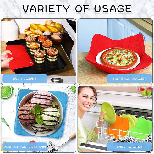 5 Pieces Bowl Cozy Holder Heat Tolerant Plate Huggers Multi Color Polyester Hot Bowl Holder Potholder Protector for Heat Soup, Rice Bowl