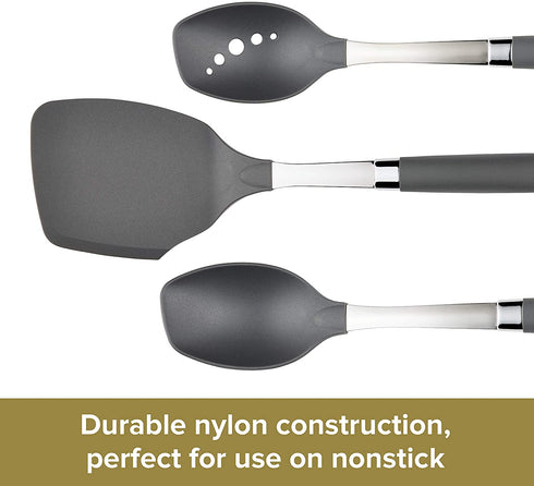 Anolon SureGrip Stainless Steel Meat Fork/Kitchen Tool, 13.25 Inch, Gray,46288