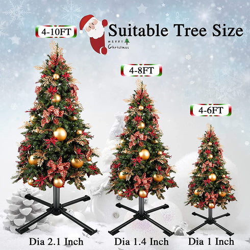 Christams Tree Stand, Heavy Duty Xmas Tree Stand Base for 4 to 10FT Artificial Trees 2.1 Inch Diameter Folding Metal Tree Stand