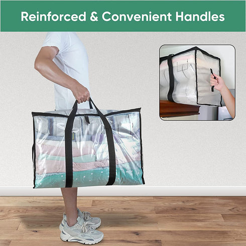 BALEINE 2-Pack 105L Moving Totes with Reinforced Handles, Heavy-Duty UnderBed Storage Bag for Moving Boxes, Clothes, Travel, Attics (105L, 2-Pack White)