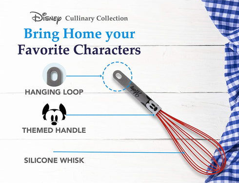 Disney Gray Mickey Mouse Silicone Whisk This Kitchen Whisk Features Mickey Mouse, Perfect for any Disney Fan Use as an Egg Whisk, For Cooking and Baking Measures 11.5 Inches