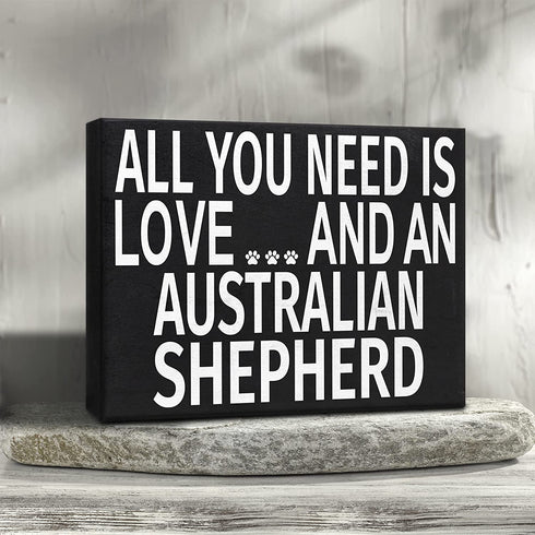 JennyGems All You Need Is Love and an Australian Shepherd Sign, Australian Shepherd Gifts, Australian Shepherd Decor, Australian Shepherd Mom, 8x6 in Wood Wall Hanging