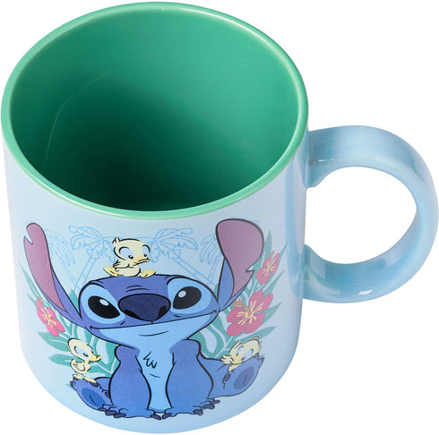 Silver Buffalo Disney Lilo and Stitch Floral Ducks Ceramic Coffee Mug, 20 Ounces