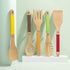 Riveira Wooden Spoons for Cooking Kitchen Cooking Utensils Set 5-Piece Spatula Wood Slotted Spoon Serving Utensil Fork Nonstick Utensils with Silicone Handles for Everyday Use