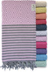 Ray Silver Premium Turkish Beach Towel 100% Cotton-Quick Dry Turkish Bath Towel 71?x40?(100x180 cm)-Prewashed Peshtemal Blanket-Thin Light Weight Travel SPA Pool Bath Beach Gym Pool (Light Pink/Grey)