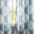 Treatmentex White and Blue Semi-Sheer Curtains for Living Room 84" Floral Medallion Print Window Panels Grommet Top 2 Pc