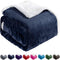 BEAUTEX Sherpa Fleece Throw Blankets, Soft Fluffy Flannel Plush Blanket and Throw, Fuzzy Cozy Blue Cuddle Blankets for Couch Bed Sofa Adults (50" x 60", NavyBlue)