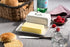 GOURMEX Large Butter Holder with Lid | Fits One Pound of Butter | Ideal Butter Keeper for Salted, Unsalted and Flavored Butter in Fridge | Ceramic White Covered Butter Dish is Dishwasher Safe