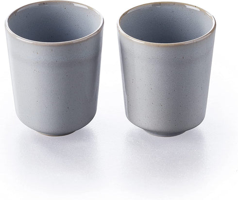 Keltum Pearl Grey Glazed Stoneware 8.5 oz. Mugs, Set of 2