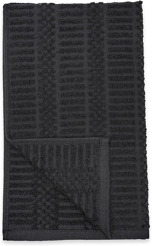 Amazon Basics 100% Cotton Kitchen Dish Towels, 26 x 16-Inch, Absorbent Durable Ringspun Cloth - 8-Pack, Black Stripe