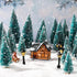 Marsui Christmas Pine Trees Artificial Snow Frost Trees Green Bottle Brush Trees with Christmas Miniature Village House, Mini Street Light, Deer Toys Figure for Christmas Decoration, Set of 30