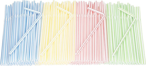 Flexible Plastic Straws Colored BPA-Free Disposable Bendy Straw 8" Long (400 Pack, Colorful)