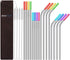 StrawExpert Set of 16 Reusable Stainless Steel Straws with Travel Case Cleaning Brush Silicone Tips Eco Friendly Extra Long Metal Straws Drinking for 20 24 30 oz Tumbler
