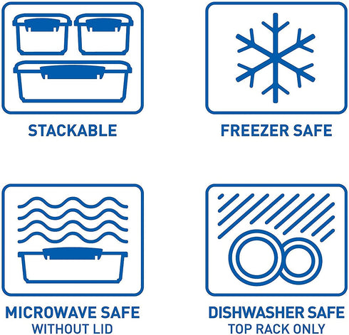 Sistema KLIP IT Collection Sandwich Box 1.9 Cup Compact Food Storage Container, 3 Pack, Clear/Blue, Great for Meal Prep, BPA Free, Reusable