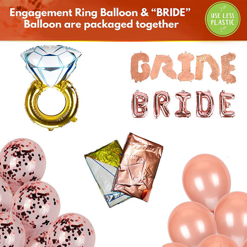 Bachelorette Party Decorations | Bridal Shower Supplies Kit - Bride To Be Sash, Cups, Straws, Veil, Banner, Balloons, Rose Gold Curtains & Decor Accessories