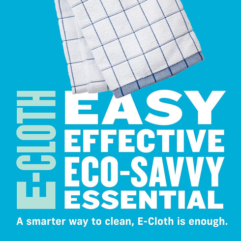 E-Cloth Classic Check Dish Towel, Premium Microfiber Cleaning Cloth, Ideal Kitchen Dish Drying Towels, Washable and Reusable, 100 Wash Guarantee, Blue, 2 Pack