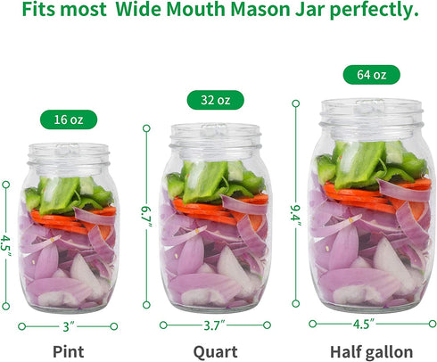 Fermentation Glass Weights 6-Pack with Easy Grip Handle for Wide Mouth Mason Jar Fermenting Sauerkraut, Pickles, Kimchi Vegetables, Canning supplies and More Home Fermented Foods Dishwasher safe