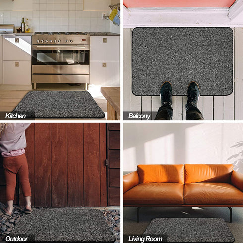 ITSOFT Non-Slip Polyester Dirt Trapper Door Mat Indoor Outdoor Entrance Rug for Front Door Super Absorbent, Machine Washable, 35 x 24 Inches Black & White