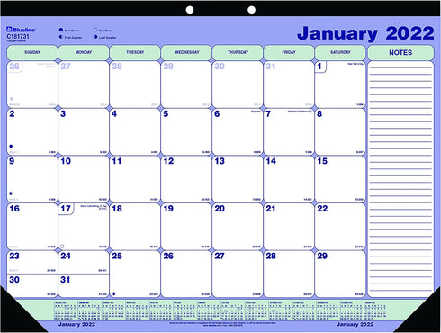 Blueline 2022 Monthly Desk Pad Calendar, 12 Months, January to December, 21.25" x 16" (C181731-22)