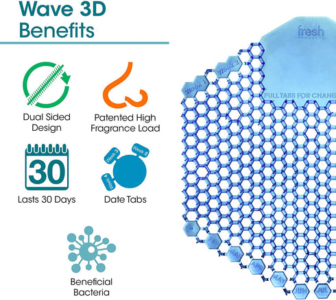Fresh Products Wave 3D, Virtually eliminates Urine Splash, 30-Day Use, Easy Installation, Beneficial Bacteria, Consistent Fragrance €” Spiced Apple, Red, Made in USA, 10pk