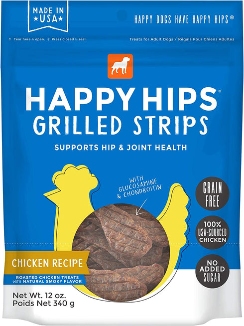 Happy Hips & Joint, Grilled Strips, Grain Free Dog Treats, Glucosamine & Chondroitin, Chicken 12oz