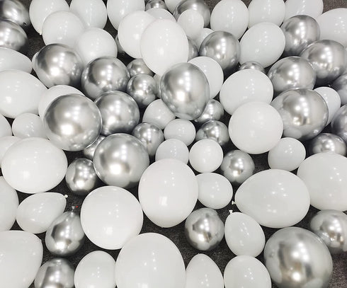 Beaumode DIY All White and Silver Balloon Garland Kit for Balloon arch Winter Wonderland Snowflake Christmas NYE Party Wedding 1ST Birthday Snowman Party backdrop Decoration (Silver and White)