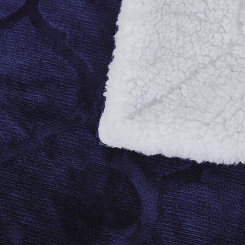 L'AGRATY Super Soft Sherpa Fleece Blanket, Microfiber Lightweight Plush Reversible Throw Blankets for Bed Couch Sofa Fuzzy Cozy Navy Cuddle Blankets Adults?50 x 60 inches, Navy?