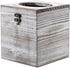 Distressed Farmhouse Square Solid Wood Tissue Box Cover with Slide-Out Bottom Panel Honey Brown Tissue Box Holder for Bathroom Living Room Dining Room Bedroom Toilet (Grey White)