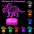3D Dinosaur Night Light for Boys Kids-3 Pattern and 16 Color Smart Touch with Remote Control, Boys Dino night lights for bedroom, Dinosaur 3d Illusion Lamp, Dinosaur Gifts for Boys Age 4 5 6+ Year Old