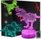3D Dinosaur Night Light for Boys Kids-3 Pattern and 16 Color Smart Touch with Remote Control, Boys Dino night lights for bedroom, Dinosaur 3d Illusion Lamp, Dinosaur Gifts for Boys Age 4 5 6+ Year Old