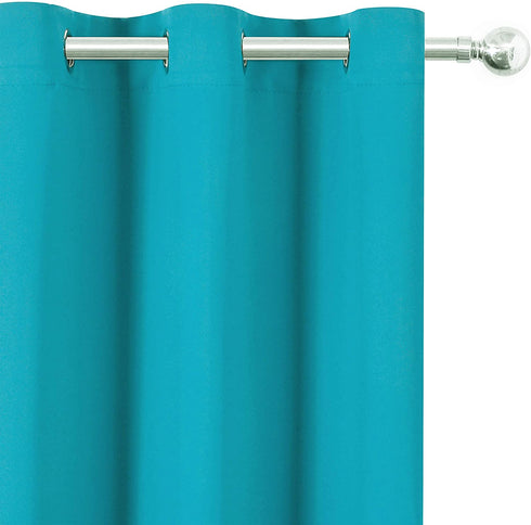 LEMOMO Teal/Turquoise Blackout Curtains/42 x 63 Inch Length Kids Curtains/Set of 2 Panels Grommet Bedroom Curtains for Living Room Curtains