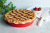 Pie Dish, by Kook, Round Pie Pan/Plate, Deep Dish, Ruffled Wave Edge, for Kitchen Cooking/Baking Dessert Dinner, 10-Inch Ceramic make, 42oz (Cherry)