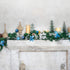FUNARTY 6 Feet Christmas Garland with 30 Lights, Battery Operated Lighted Garland, Artificial Prelit Christmas Garlands with Blue and Silver Ornaments for Mantle Xmas Holiday Fireplace Decoration