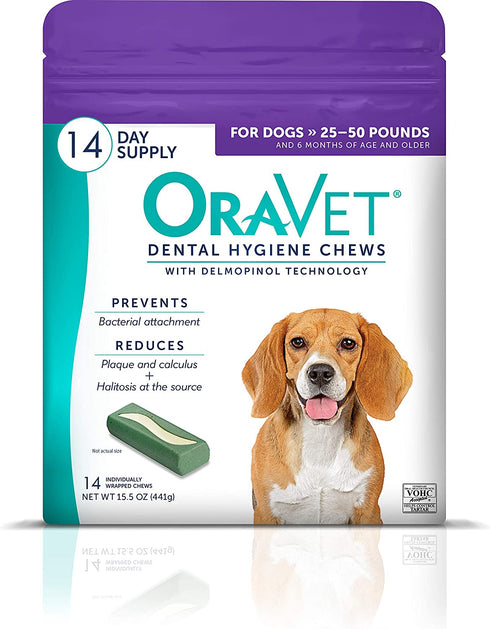 Oravet Dental Hygiene Chews for Medium Dogs 25-50Lbs 14Count