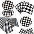 Black and White Checkered Racecar Themed Birthday Party Cake Plates Napkins and Tablecloth Children's Birthday Party Decorations for Boys Girls (Serves 20)