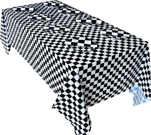 Black and White Checkered Racecar Themed Birthday Party Cake Plates Napkins and Tablecloth Children's Birthday Party Decorations for Boys Girls (Serves 20)